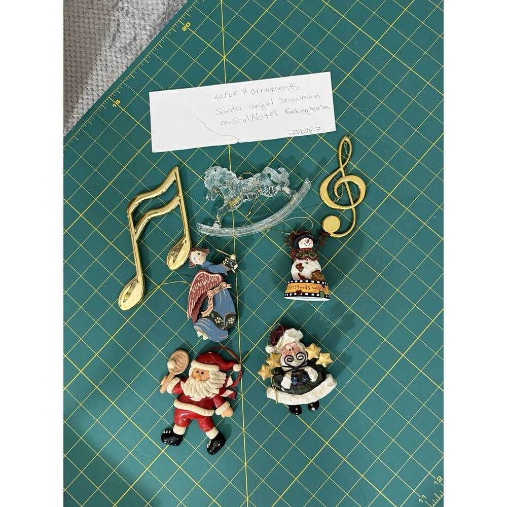 christmas ornaments lot of 7 Santa snowman music rocking horse angel